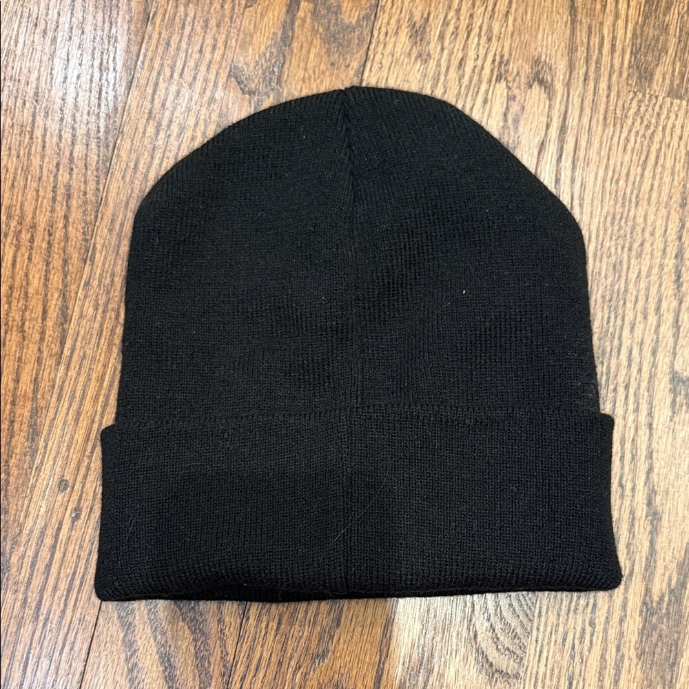 Black Knit Beanie with embroidery - Picture 2 of 2